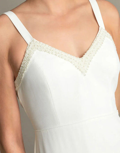 MONSOON KATE PEARL TRIM MAXI DRESS-IVORY-UK24 RRP:£150