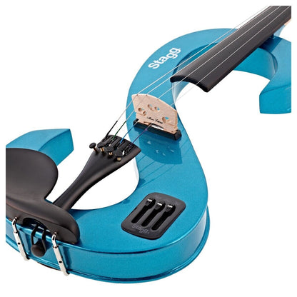 Stagg S-Shaped Electric Violin Outfit, Metallic Blue