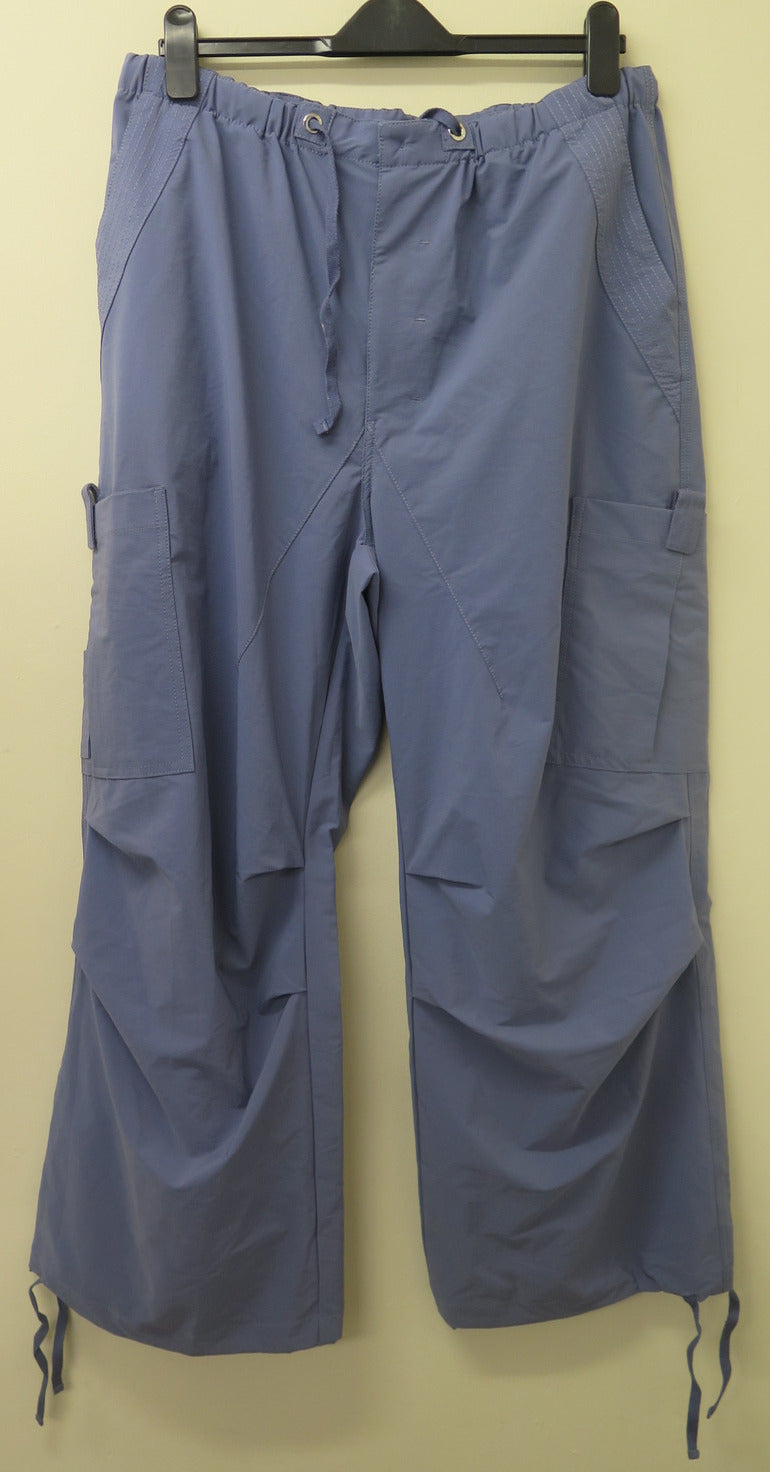 OHPOLLY RORI WIDE LEG CARGO TROUSERS IN DUSTY BLUE-XL-REGULAR