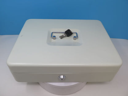 METAL CASH LOCKABLE MONEY SECURITY BOX-30CMX24CMX9CM-CREAM