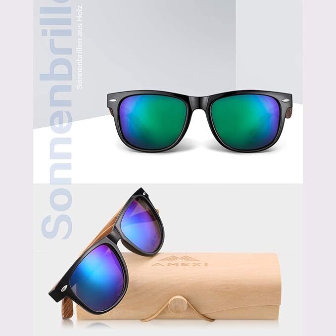 AMEXI Round Wood Sunglasses for Men&women