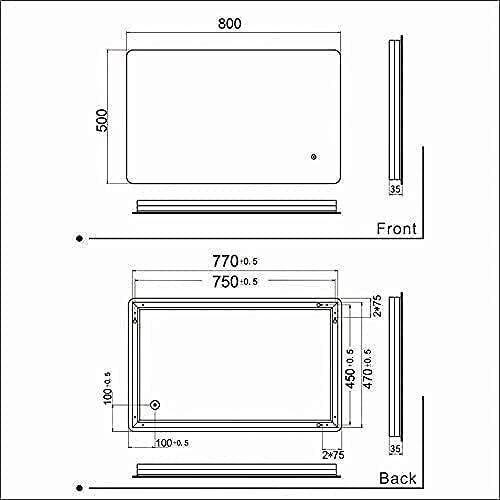 ELEGANT 800x500mm Backlit LED Illuminated Bathroom Mirror with Light Sensor