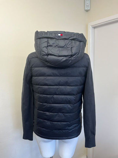 Tommy Hilfiger Women's Sorona Logo Knit Mix Jacket black Small