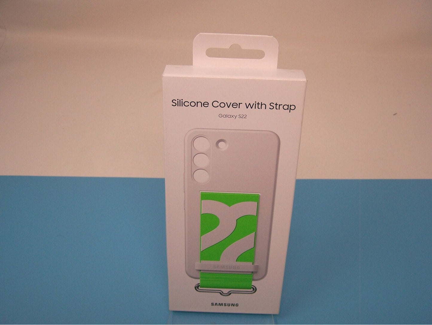 Samsung Official S22 Silicone Cover with Strap White & Green