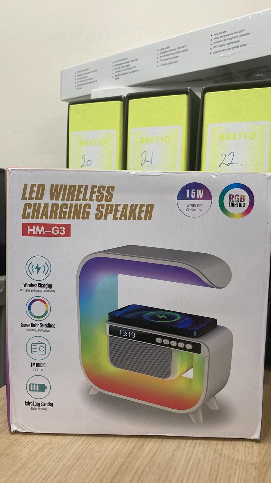 LED Lamp Bluetooth Speaker With Clock Display 15W Wireless Charging Dock