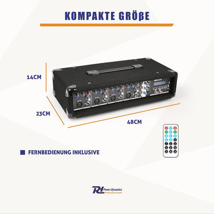 Power Dynamics PDM-C405A 4-channel Mixer with an Amplifier, USB and SD slot