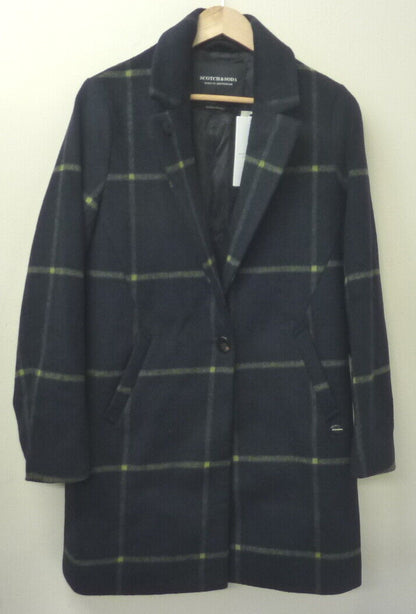 SCOTCH AND SODA CHECKED COAT-SMALL-NAVY