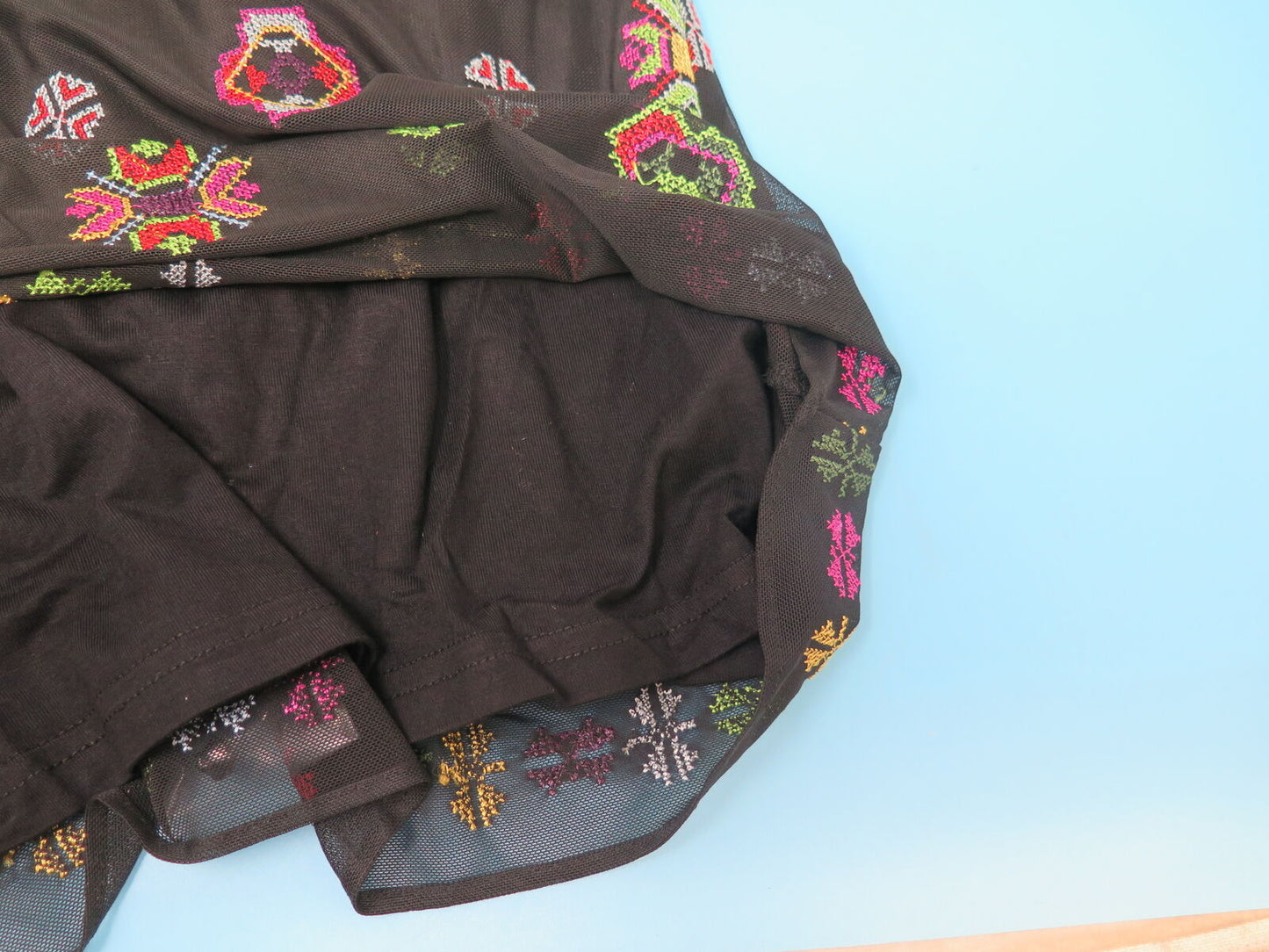 DESIGUAL CASUAL TULLE MIDI DRESS-UK14-BLACK/MULTI