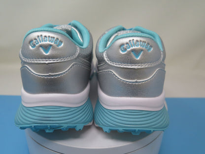 CALLAWAY LADY AURORA GOLF SHOES-UK7-SILVER/LIGHT BLUE