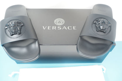 VERSACE BLACK SLIDERS SIZE UK6.5