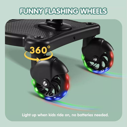 Universal Buggy Board Patterned Seat Kiddy Board with LED Flashing Wheels