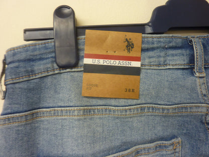 U.S. POLO ASSN. 5 POCKET LOOSE FIT DENIM JEANS-MID WASH-38R