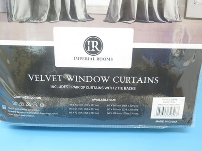 IMPERIAL ROOMS VELVET EYELRT CURTAINS-GREY-66X90"