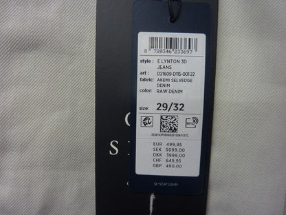 G-STAR RAW EXCLUSIVES-E LYNTON 3D JEANS-L29/W34