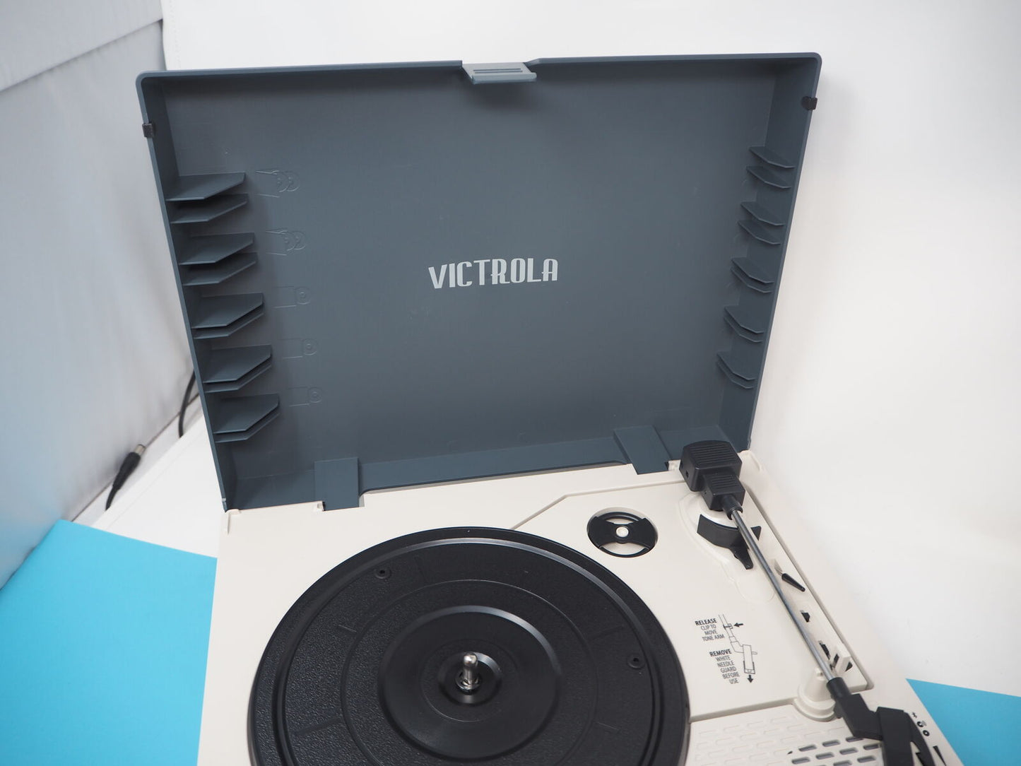 Victrola Re-Spin Sustainable Bluetooth Suitcase Record Player in Grey