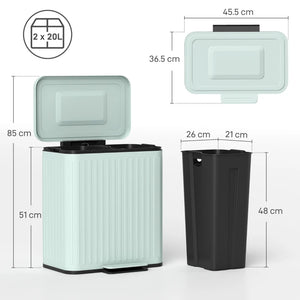 HOMCOM Dual Kitchen Bin, 2 x 20L Double Bin 851-030v00gn