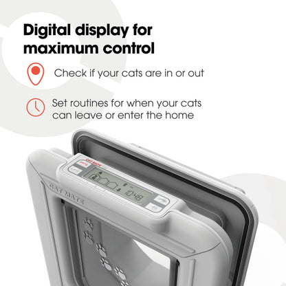 Cat Mate Elite Microchip Cat Flap with Timer & 4-Way Lock – White (355W)