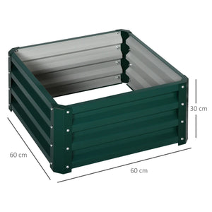 Outsunny Set of Two 60 x 60cm Steel Planter Boxes - Green-845-041V01GN