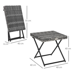 Outsunny Square PE Wicker Rattan Folding Table-grey 867-034gy