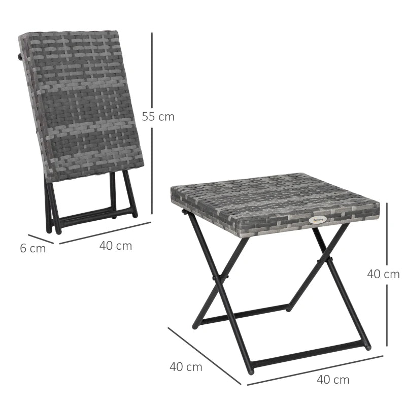 Outsunny Square PE Wicker Rattan Folding Table-grey 867-034gy