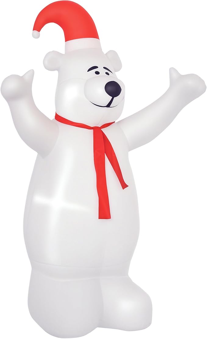 HOMCOM 6ft Tall Outdoor Inflatable Bear Christmas