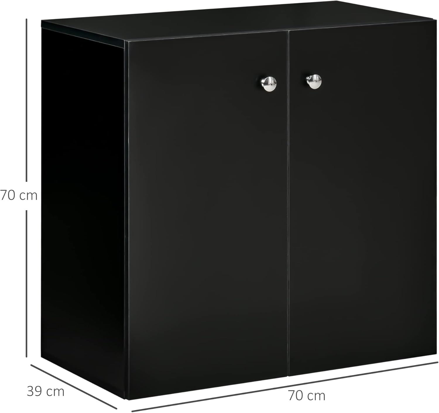 HOMCOM Storage Cabinet w/Two Shelves - Black