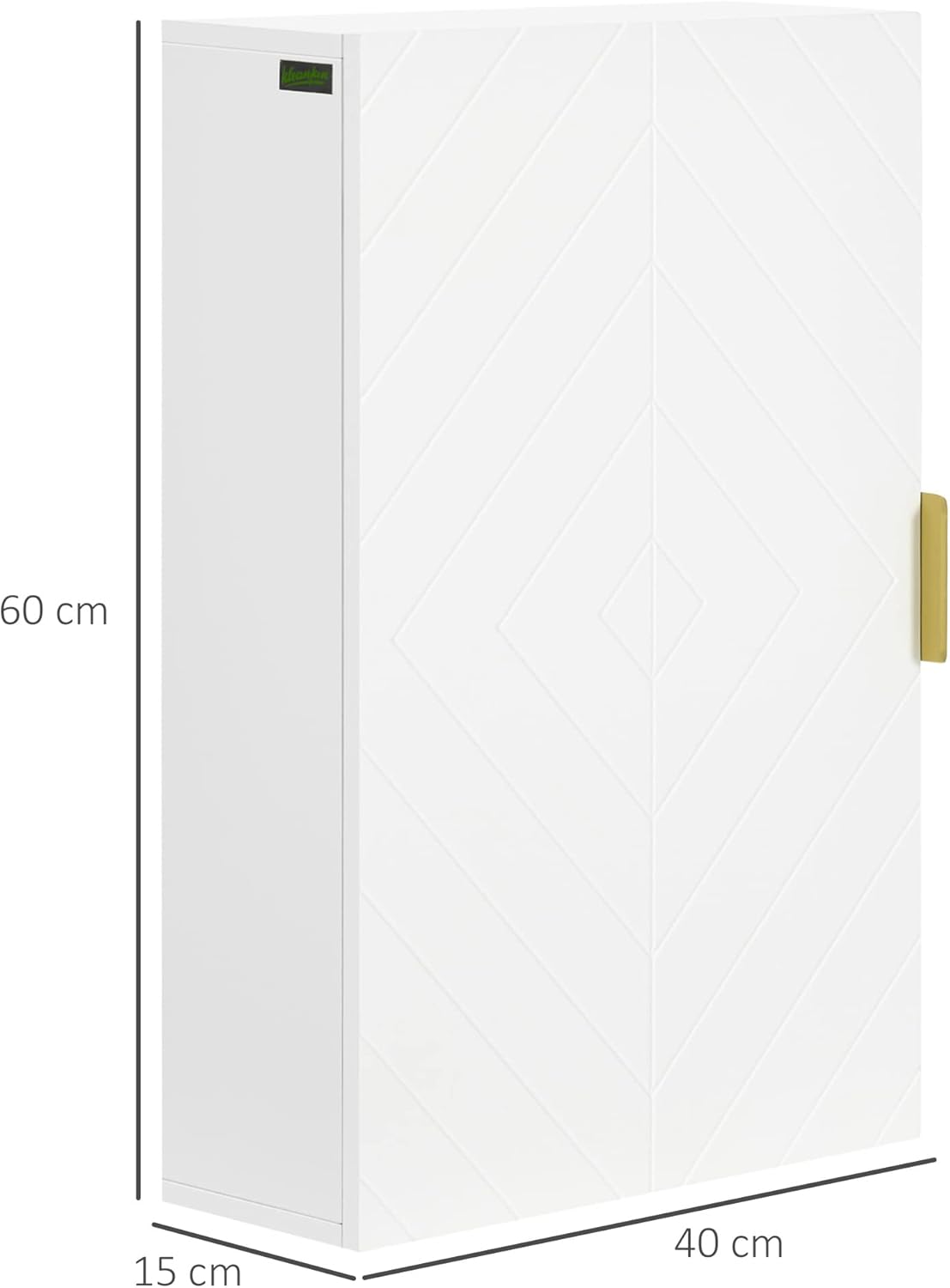 kleankin Bathroom Wall Cabinet, Over Toilet Storage Cupboard with Adjustable Shelves for Hallway, Living Room, White
