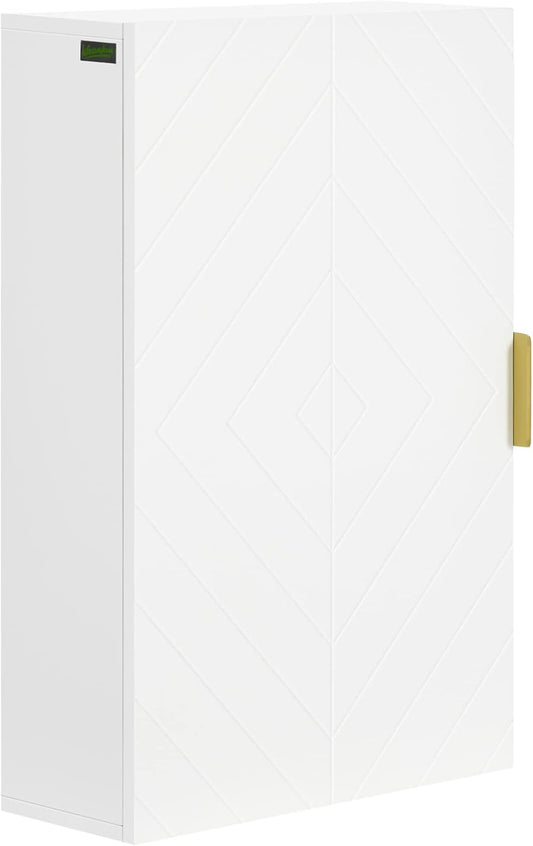 kleankin Bathroom Wall Cabinet, Over Toilet Storage Cupboard with Adjustable Shelves for Hallway, Living Room, White