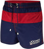Jockey Block Stripe Swim Shorts,Mesh lined Navy/Red Size 2XL