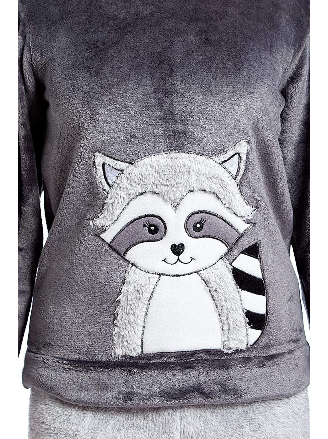 Racoon Pattern Super Soft Pyjamas Set Comfy Loungewear for Children 9 - 10yrs