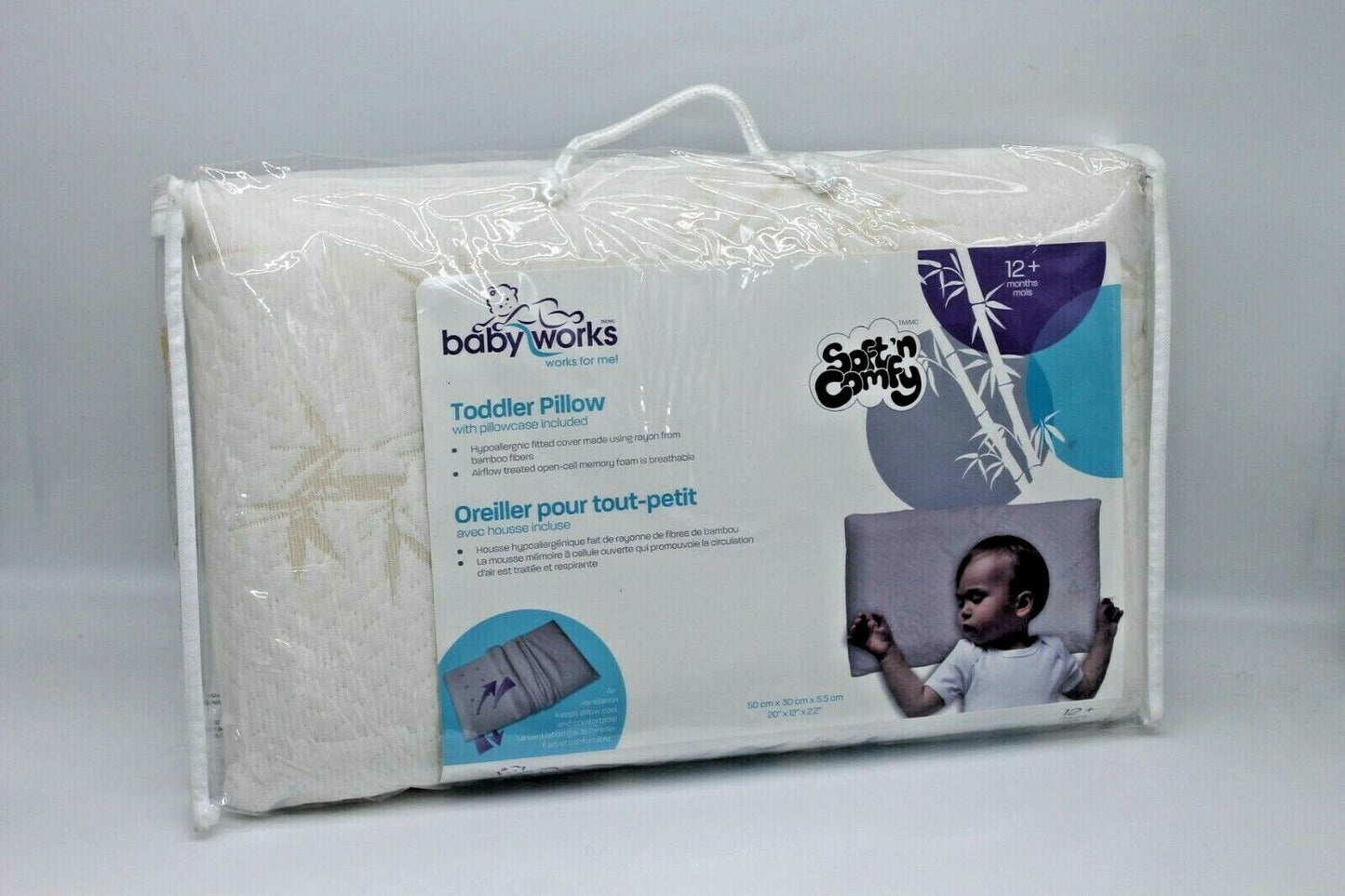 Baby Works Toddler Pillow with Bamboo Pillow Case 12+ Months