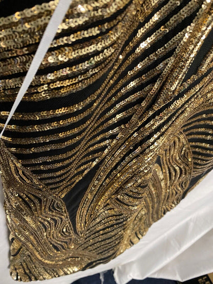 FOREVER UNIQUE MISCHA BLACK AND GOLD DRESS UK 8