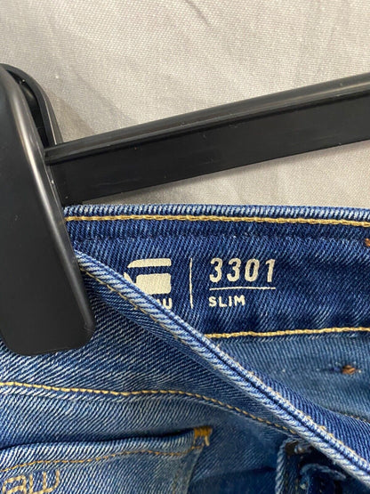 G-STAR RAW 3301 SLIM JEANS MEDIUM BLUE MENS  33/32
