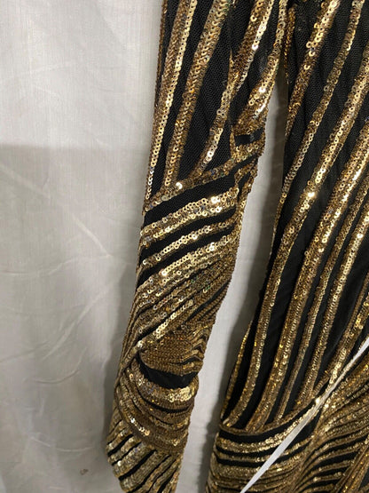 FOREVER UNIQUE MISCHA BLACK AND GOLD DRESS UK 8