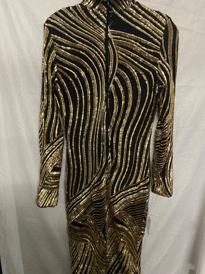 FOREVER UNIQUE MISCHA BLACK AND GOLD DRESS UK 8