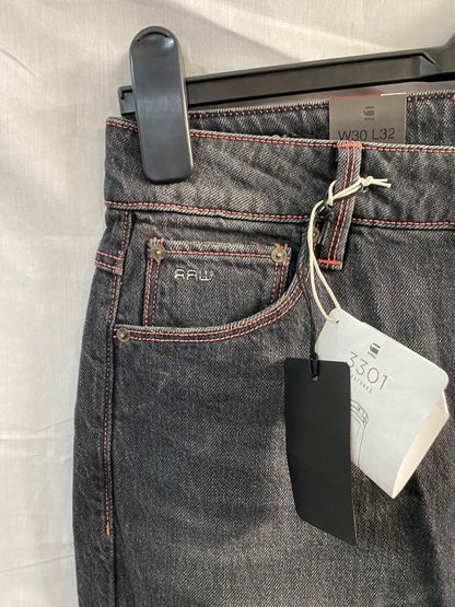 G-STAR RAW 3301 HIGH STRAIGHT ANKLE JEANS GREY AND PINK. W30 L32