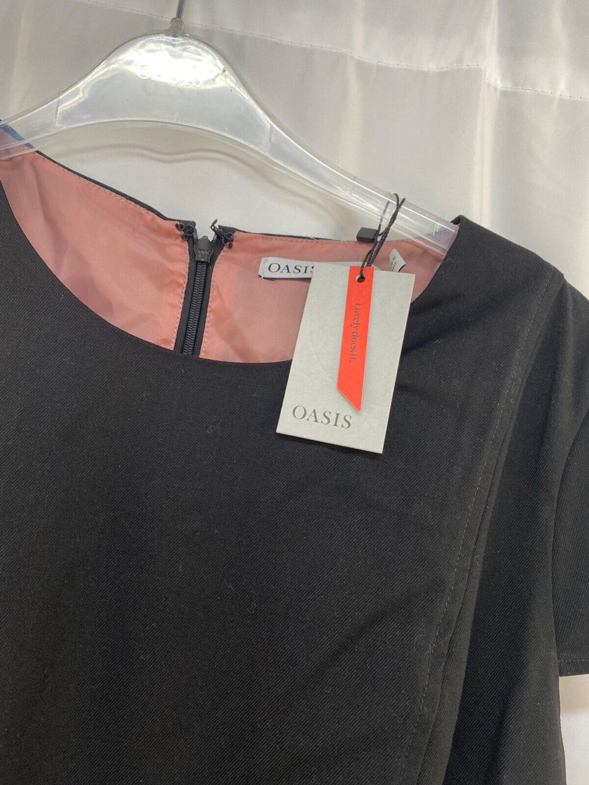 OASIS BLACK MIDI DRESS WITH POCKETS AND BELT UK 16