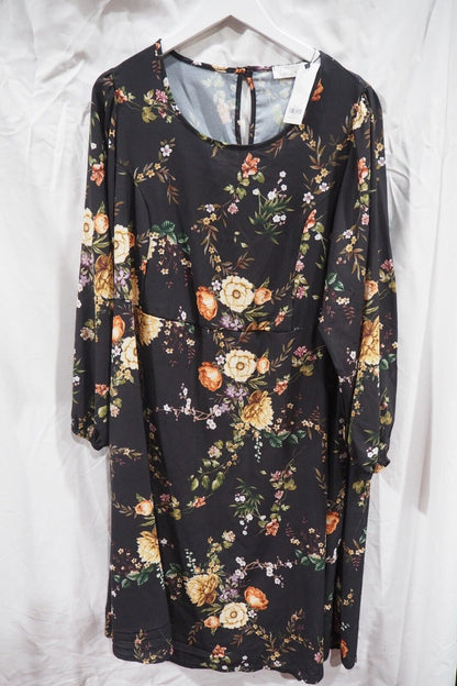 YOURS LONDON Curve Black Blossom Midi Dress