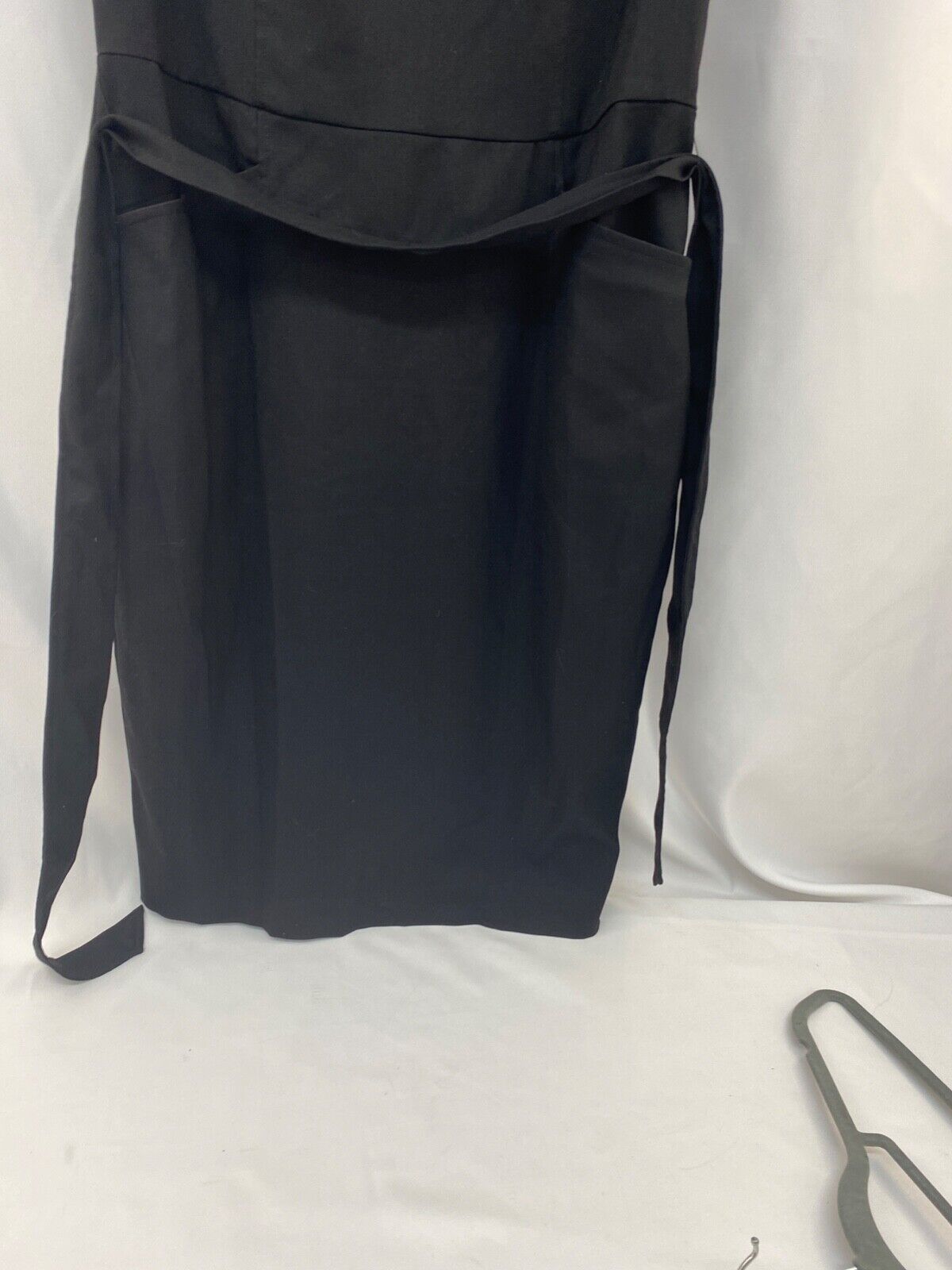 OASIS BLACK MIDI DRESS WITH POCKETS AND BELT UK 16