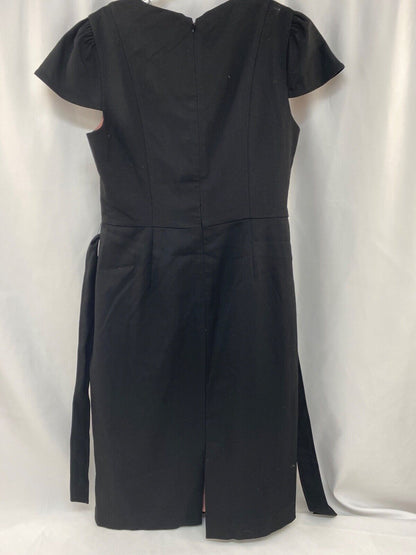 OASIS BLACK MIDI DRESS WITH POCKETS AND BELT UK 16