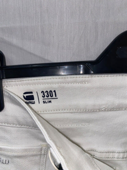 G-STAR RAW 3301 SLIM WHITE MENS W29 L 34