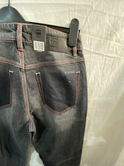 G-STAR RAW 3301 HIGH STRAIGHT ANKLE JEANS GREY AND PINK. W30 L32