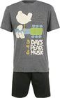 Woodstock 3 Days of Peace & Music Vintage Charcoal & Black Pyjama Lounge Set XL