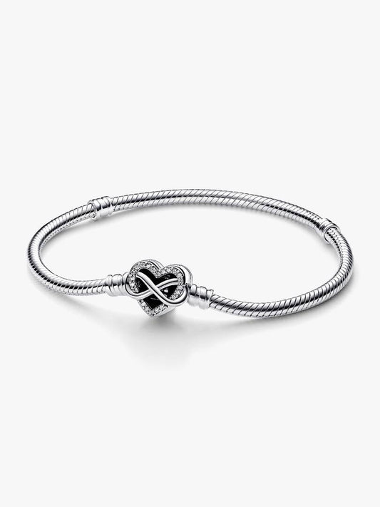 PANDORA Sparkling Infinity Heart Clasp Snake Chain Bracelet