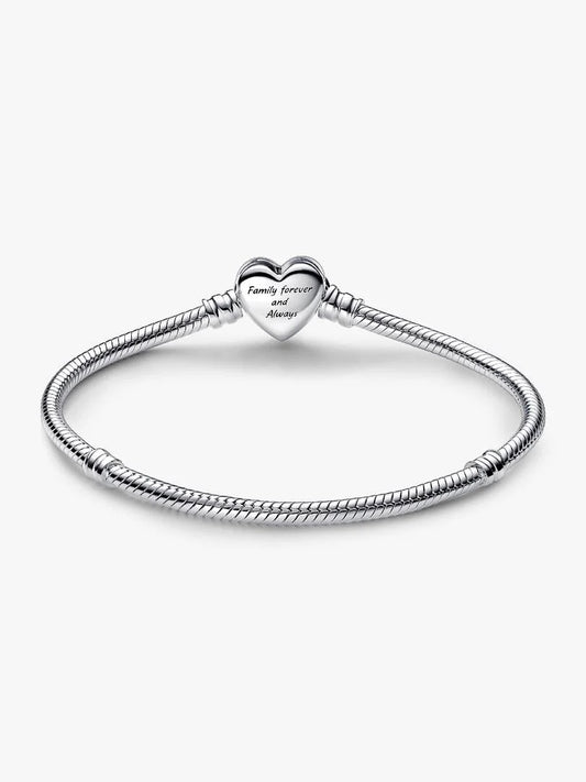 PANDORA Sparkling Infinity Heart Clasp Snake Chain Bracelet