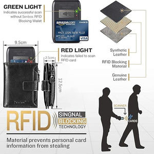 Senbos Wallet Mens, RFID Blocking Genuine Leather Wallet for Men with 18 Credit Card Slots