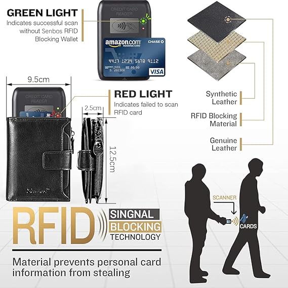 Senbos Wallet Mens, RFID Blocking Genuine Leather Wallet for Men with 18 Credit Card Slots