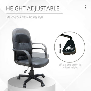 HOMCOM Office Chair, PU Leather Computer Desk Chair with Adjustable Height Black