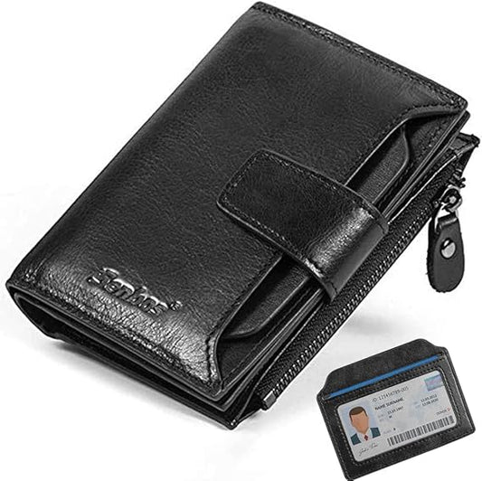 Senbos Wallet Mens, RFID Blocking Genuine Leather Wallet for Men with 18 Credit Card Slots