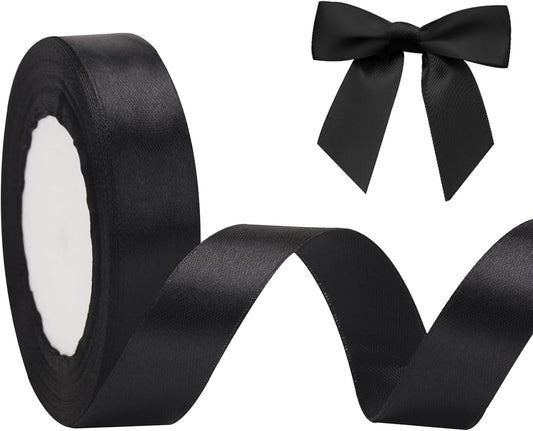 4 X 25 Yards 2cm BLACK RIBBON
